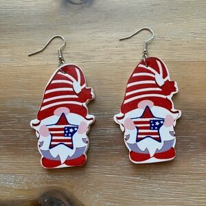 New Gnome Red White & Blue Flag Earrings